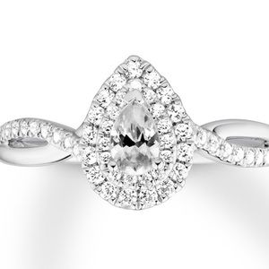 Diamond Ring 1/2 ct tw Pear/Round 14k white gold